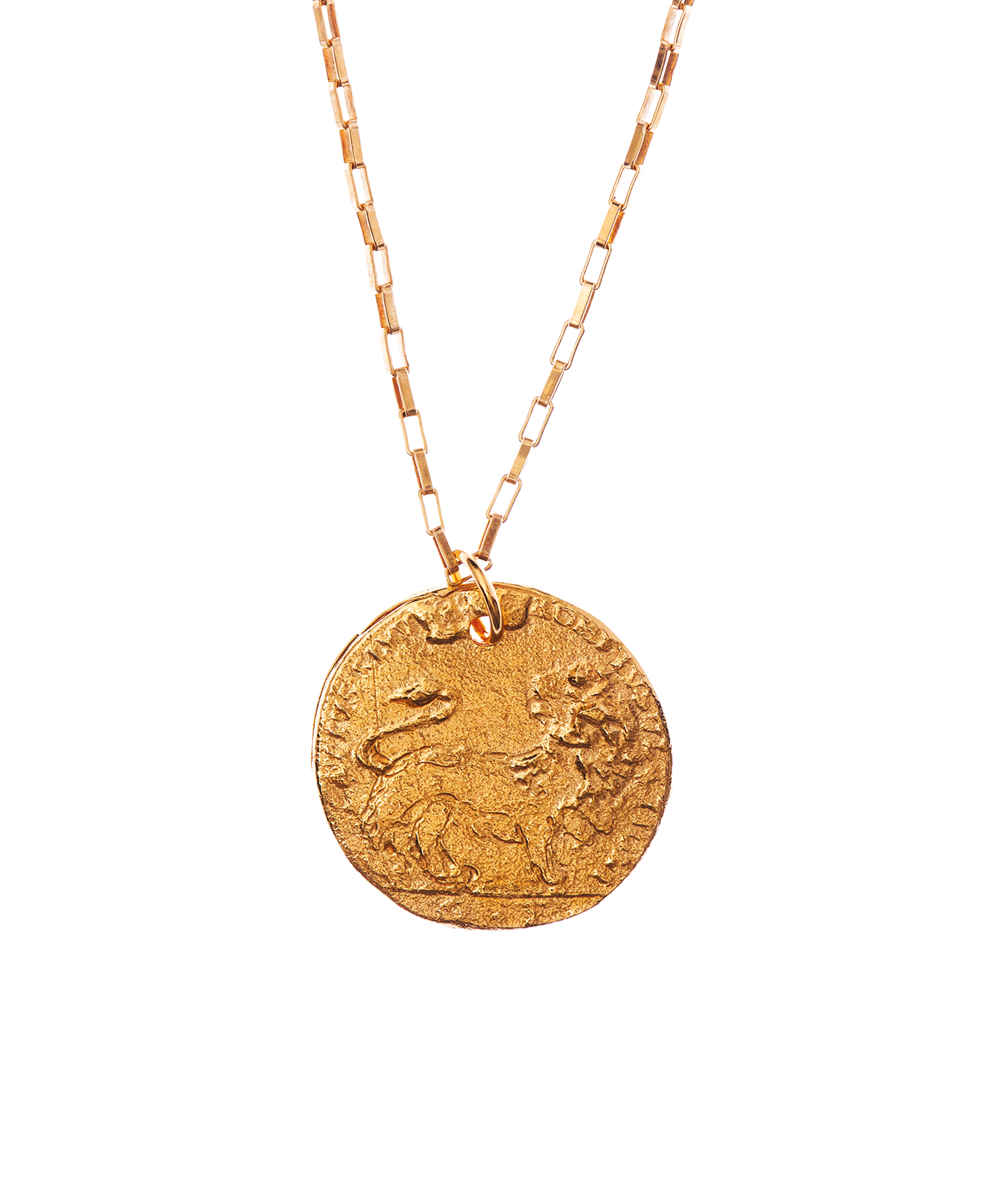 Medium Leone Box Chain Necklace | 24k Gold-Plated Coin | Alighieri
