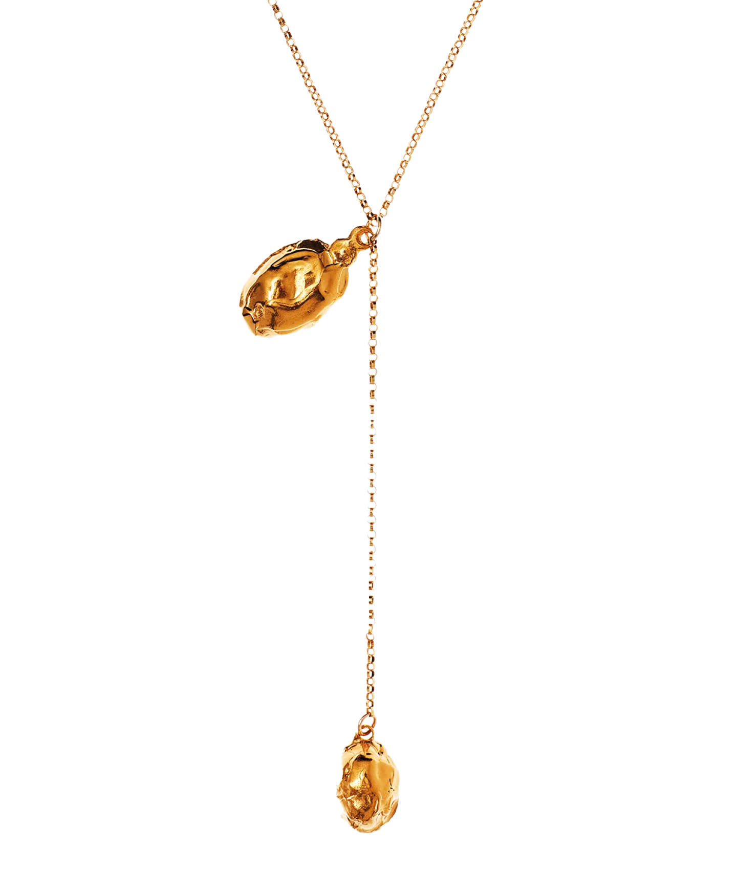 Gold Coin Lariat Necklace Guardian of Might 24K Gold Plated 